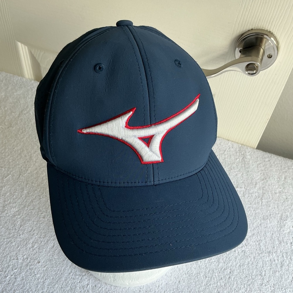 Mizuno Baseball Cap Blue Gray OS Adjustable Perforated Flexfit 110 Slideback Hat